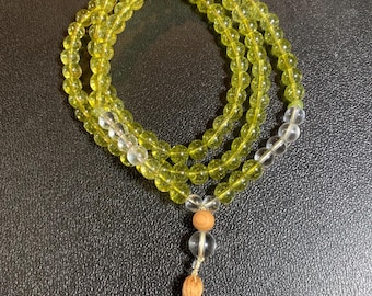 Peridot & Clear Quartz Mala-Meditation-Prayer Beads
