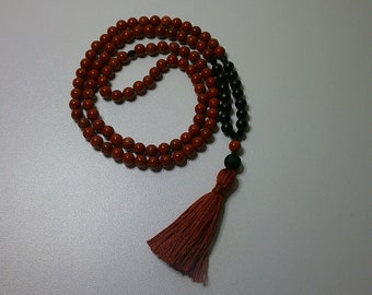 Red Jasper, Black Onyx Mala-Prayer-Meditation Beads