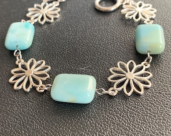 Amazonite Pewter Link Bracelet