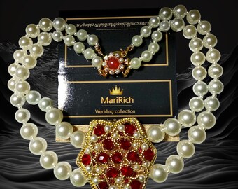 Pearl Choker in AUDREY HEPBURN Style, 2-row Pearl Necklace