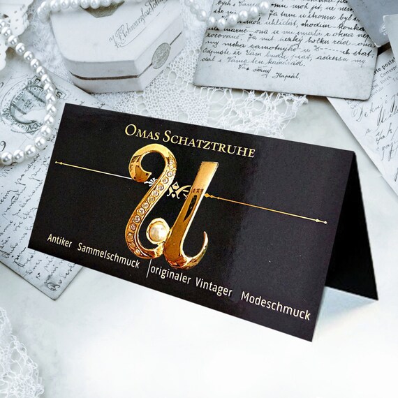 Monogram brooch in the shape of a "U" or "N" lett… - image 1