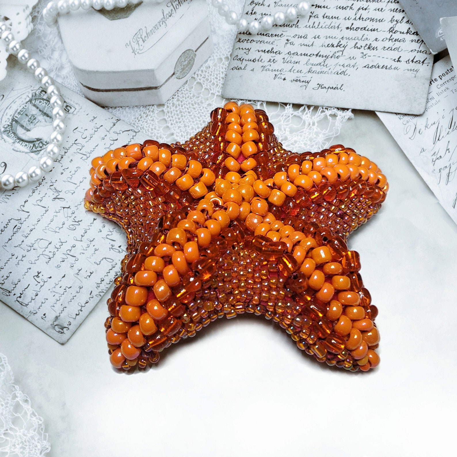 Edle orange Seestern Brosche Funkelnde Sterne aus Korallen & | Etsy