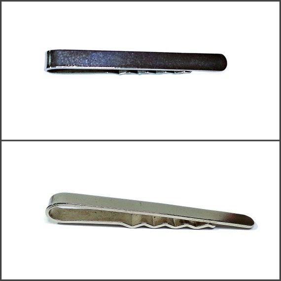 Vintage simple silver colored tie pin, tie clip o… - image 2