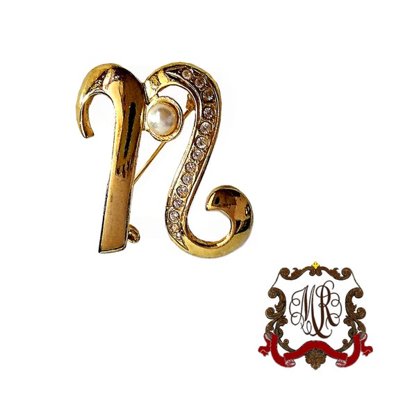 Monogram brooch in the shape of an "N" or "U" let… - image 2