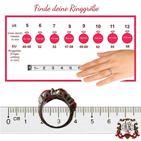 Vintage Ring im Retrostyle mit 6 roten Lucite, 3 … - image 7