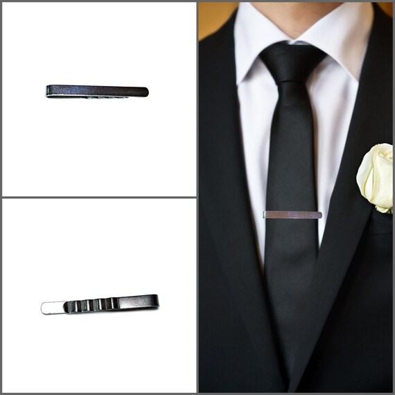 Vintage simple silver colored tie pin, tie clip o… - image 8
