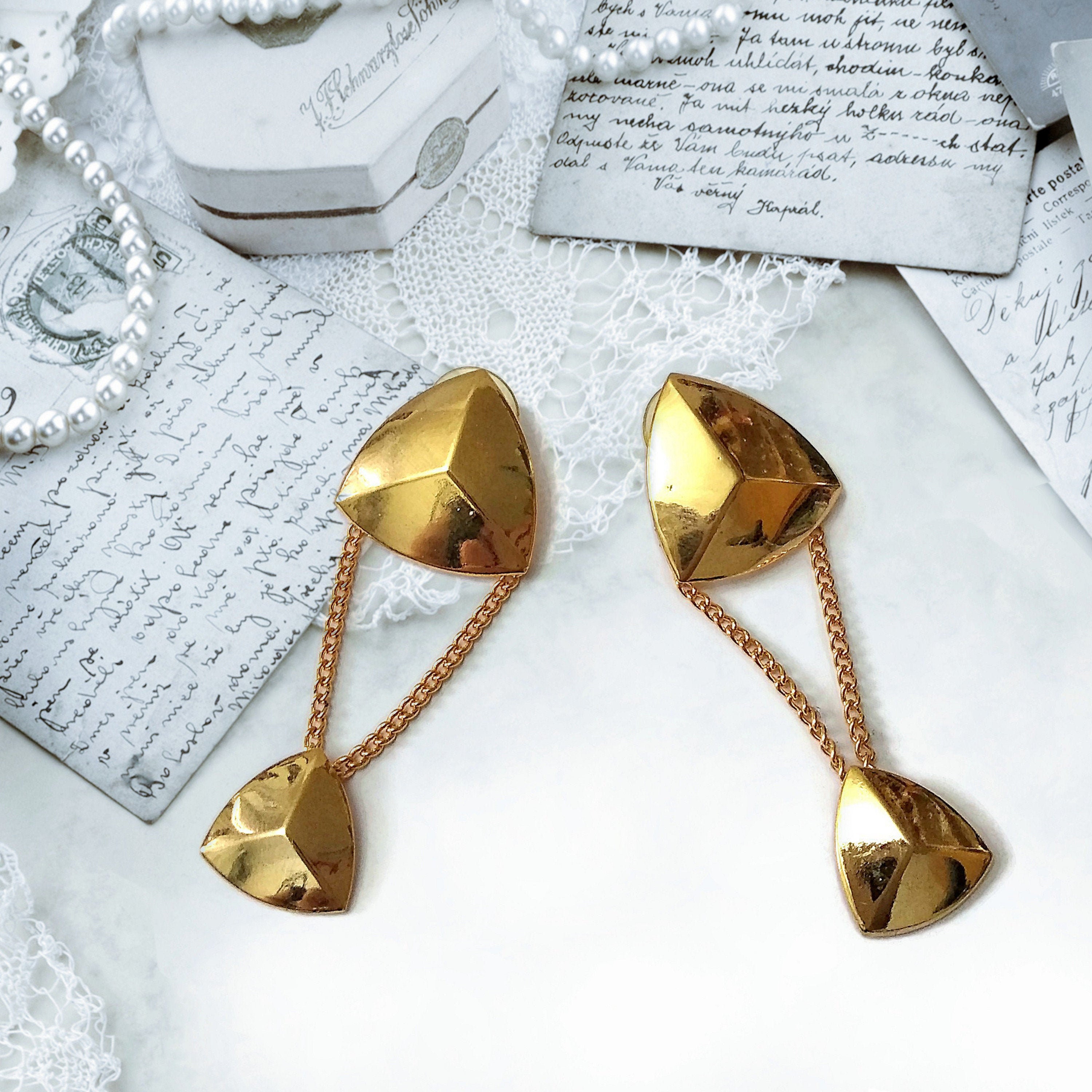 Large Moderniest Gold Tone Earrings. Avant Garde Geometric - Etsy
