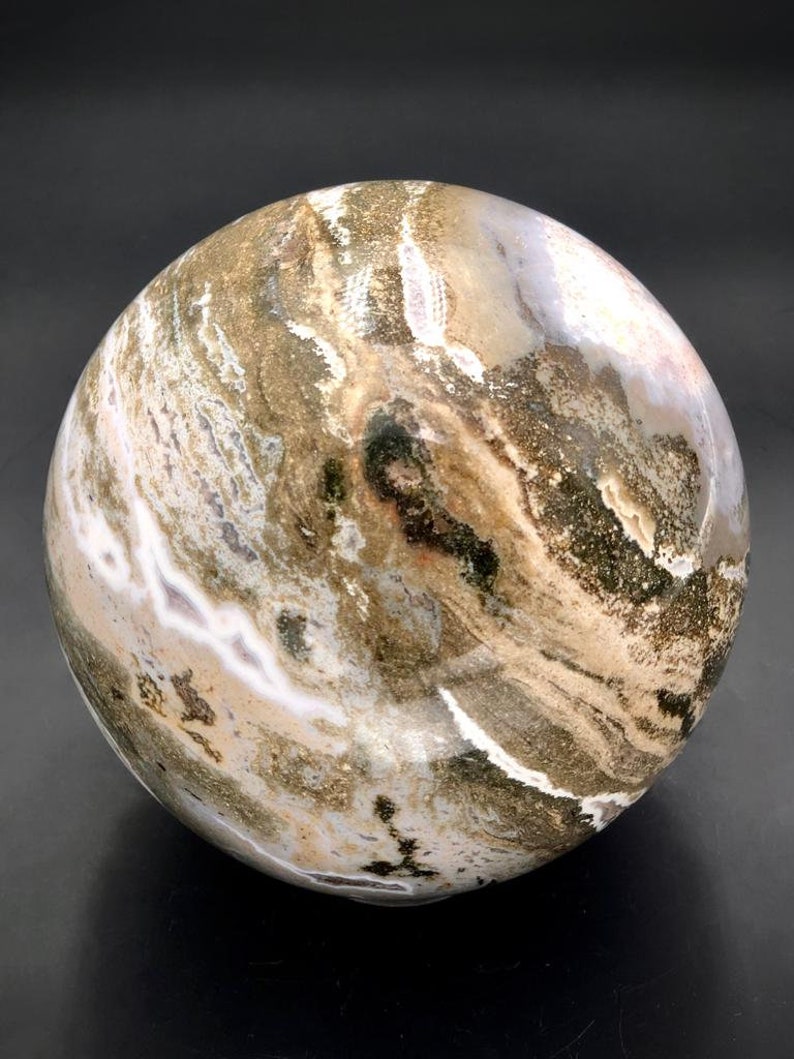 4.73 Pounds Extremely Large Old-stock Rare Ocean Jasper Sphere Madagascar Jasper Crystal Ball Spiritual Decor Magic Healing Gemstone