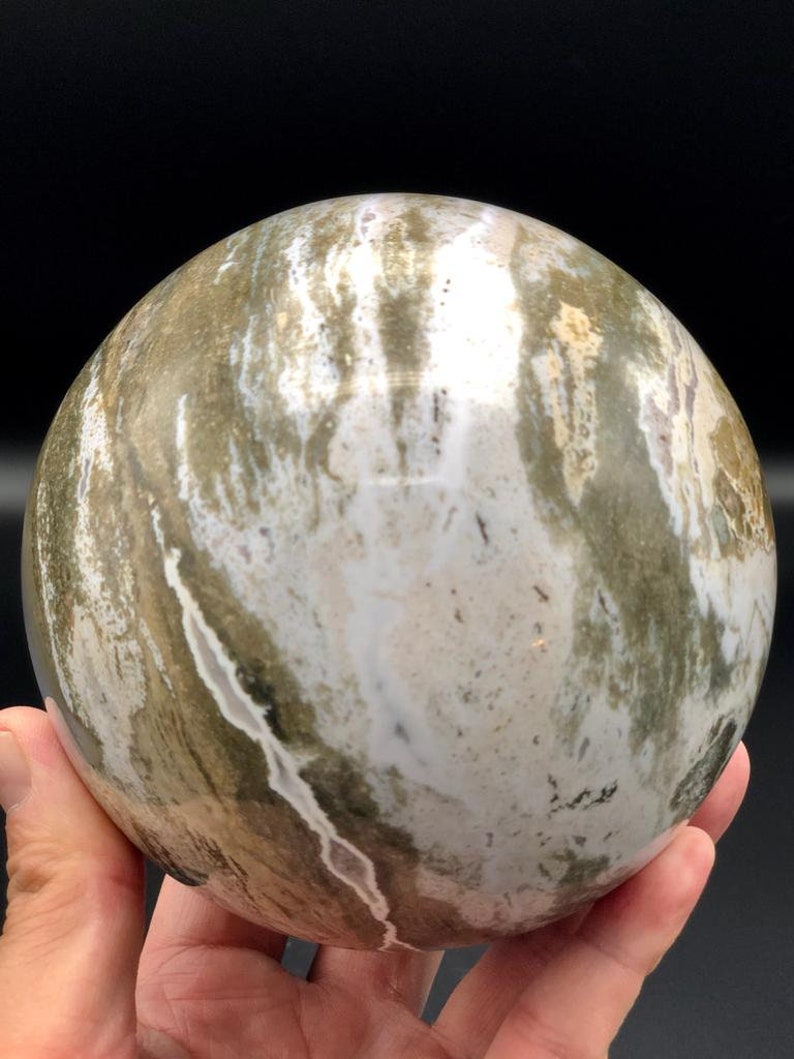 4.73 Pounds Extremely Large Old-stock Rare Ocean Jasper Sphere Madagascar Jasper Crystal Ball Spiritual Decor Magic Healing Gemstone