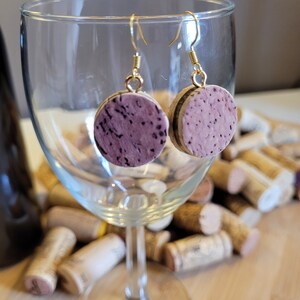 Wine Cork Earrings: Recycled Cork Jewelry, Naturally Stained image 8