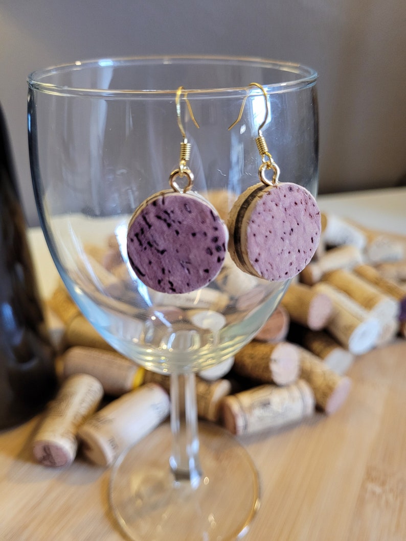 Wine Cork Earrings: Recycled Cork Jewelry, Naturally Stained image 8
