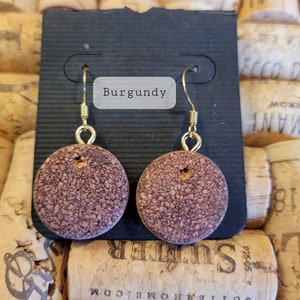 Wine Cork Earrings: Recycled Cork Jewelry, Naturally Stained image 5