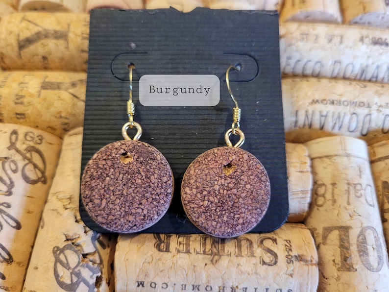 Wine Cork Earrings: Recycled Cork Jewelry, Naturally Stained image 5