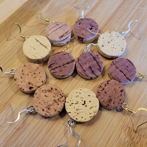 Wine Cork Earrings: Recycled Cork Jewelry, Naturally Stained image 6