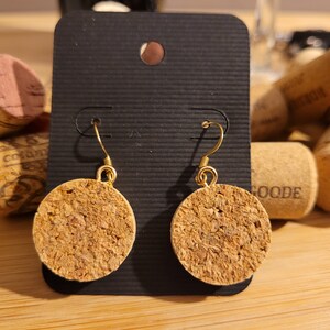 Wine Cork Earrings: Recycled Cork Jewelry, Naturally Stained image 10