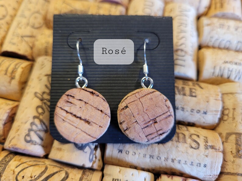 Wine Cork Earrings: Recycled Cork Jewelry, Naturally Stained image 4