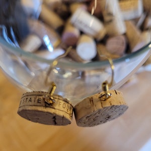 Wine Cork Earrings: Recycled Cork Jewelry, Naturally Stained image 7