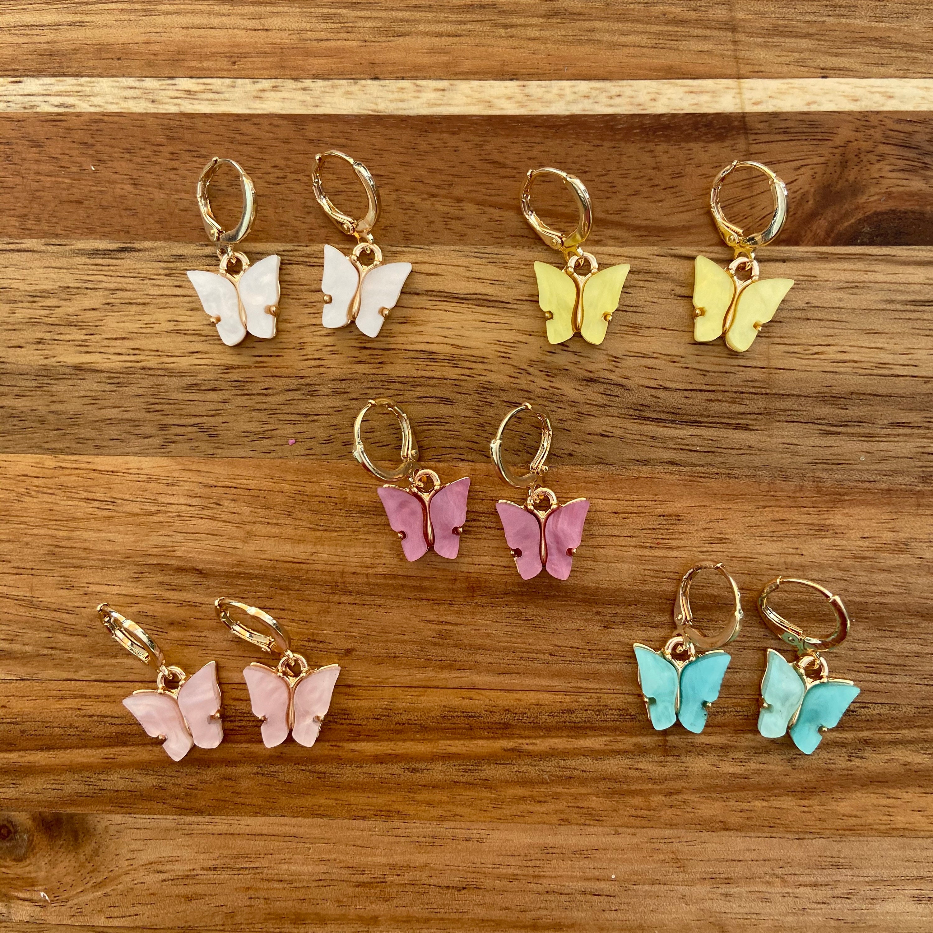 Butterfly Huggies Butterfly Hoop Earrings Butterfly Earrings