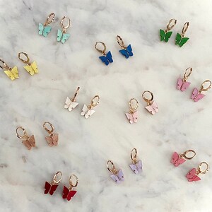 Butterfly Huggies, Butterfly Hoop Earrings, Butterfly Earrings, Bri Mini Butterfly Charm Hoop Earring, Hoop Earrings, Butterfly Hoops