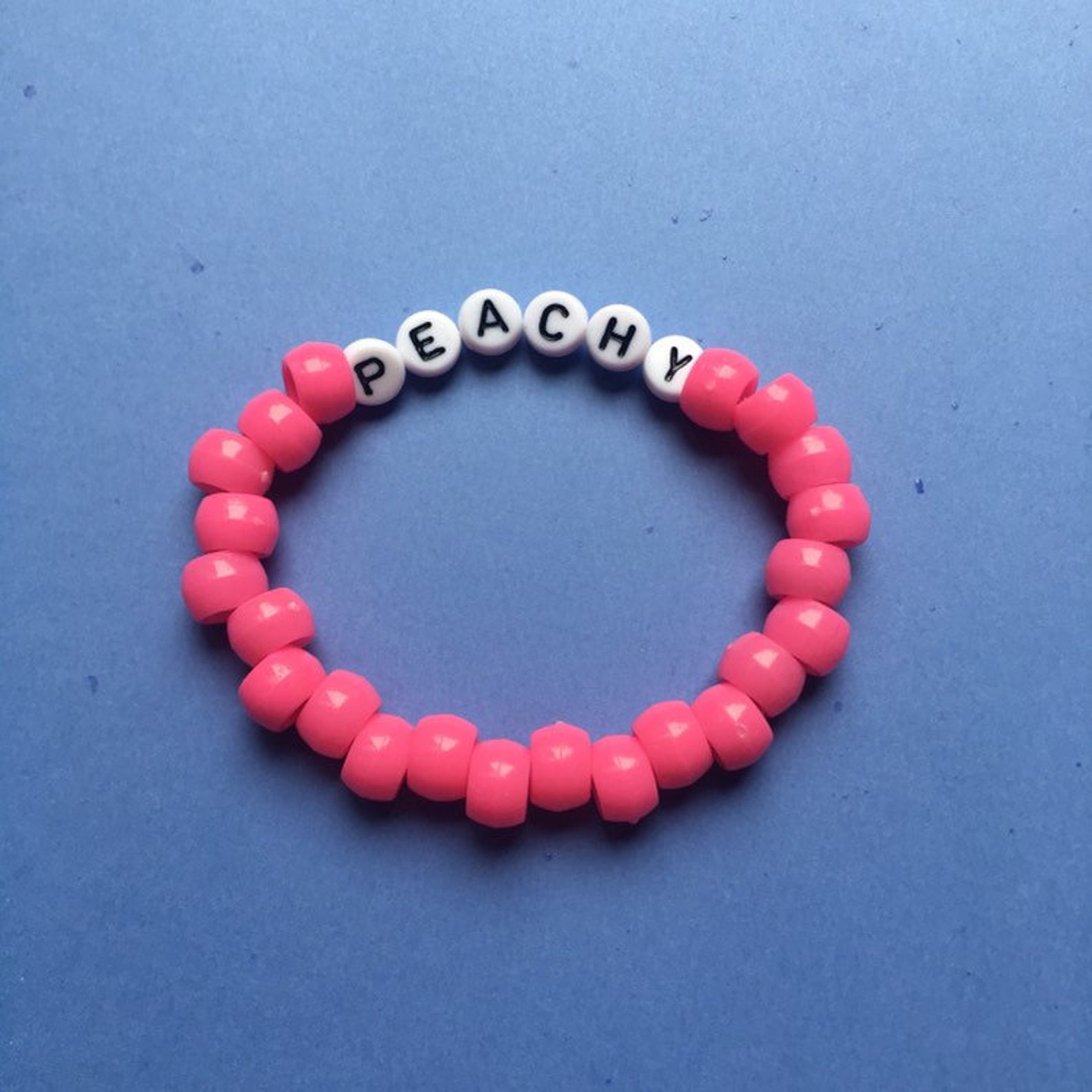 Peachy Pink Bracelet Pink Beaded Bracelet Vsco Bracelet Etsy