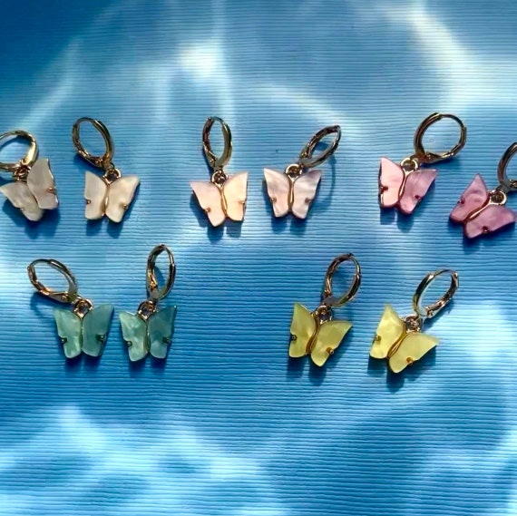 Bri mini butterfly charm hoop earring deals