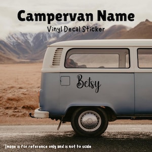 Campervan Name Vinyl Decal Sticker  |  Personalised Van, Motorhome, RV, Caravan, Camper, Vehicle, Car Custom Sticker  |  Window, Bumper