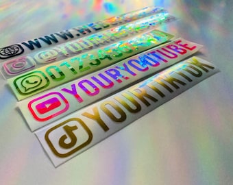 X2 Personalised Social Media Tags • Custom Vinyl Vehicle Decal Sticker • Window Bumper • Any Social Media • Username, Business Decal