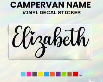 Campervan Name Vinyl Decal Sticker  |  Personalised Van, Motorhome, RV, Caravan, Camper, Vehicle, Car Custom Sticker  |  Window, Bumper