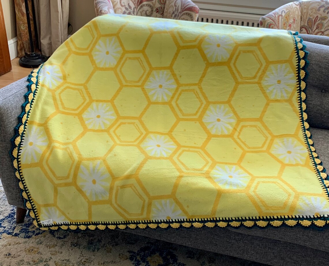 Save the Bees DOUBLELAYERED reversible fleece blanket with Etsy