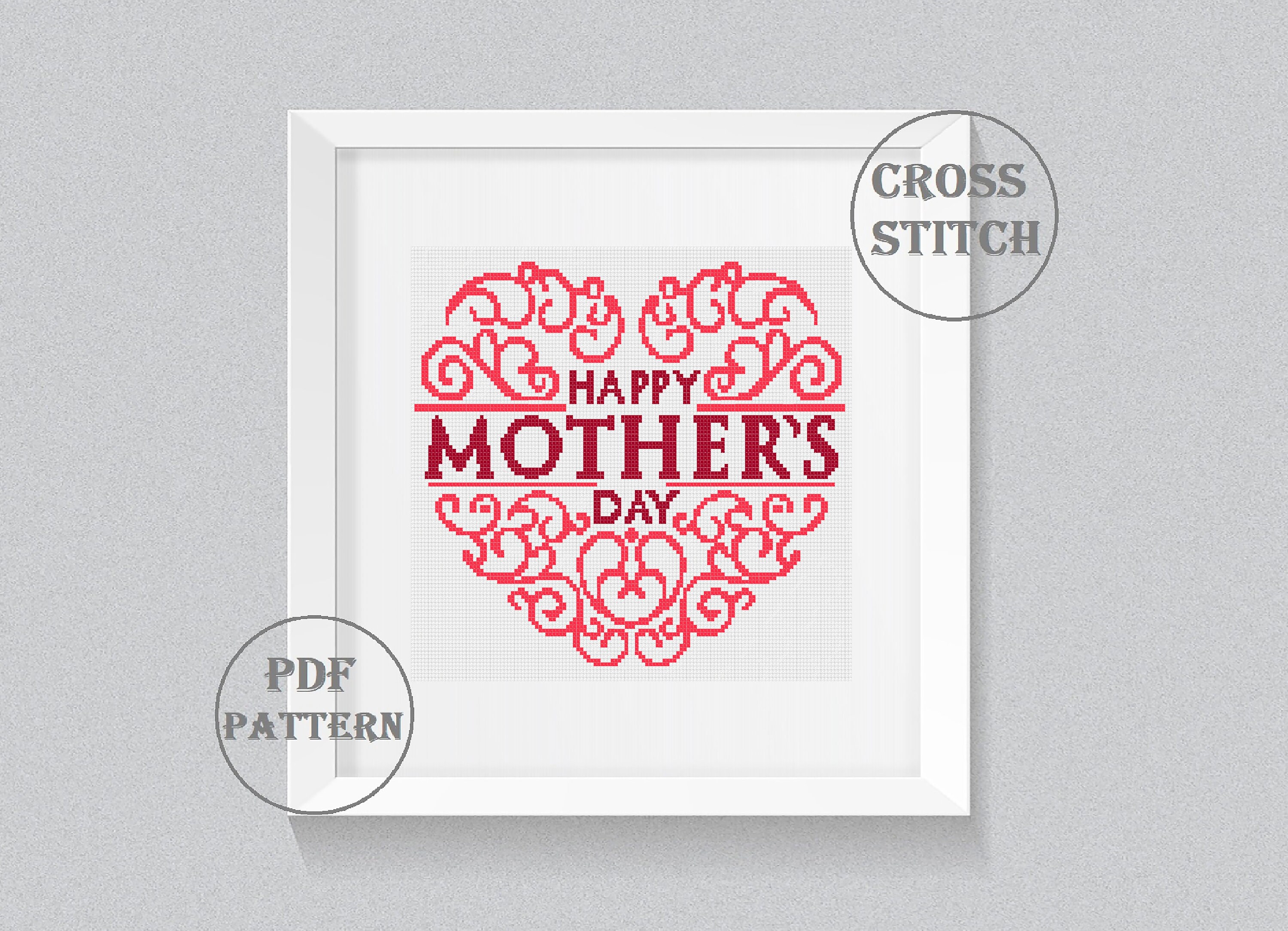 Happy Mother's day Cross Stitch Pattern PDF Easy counted | Etsy