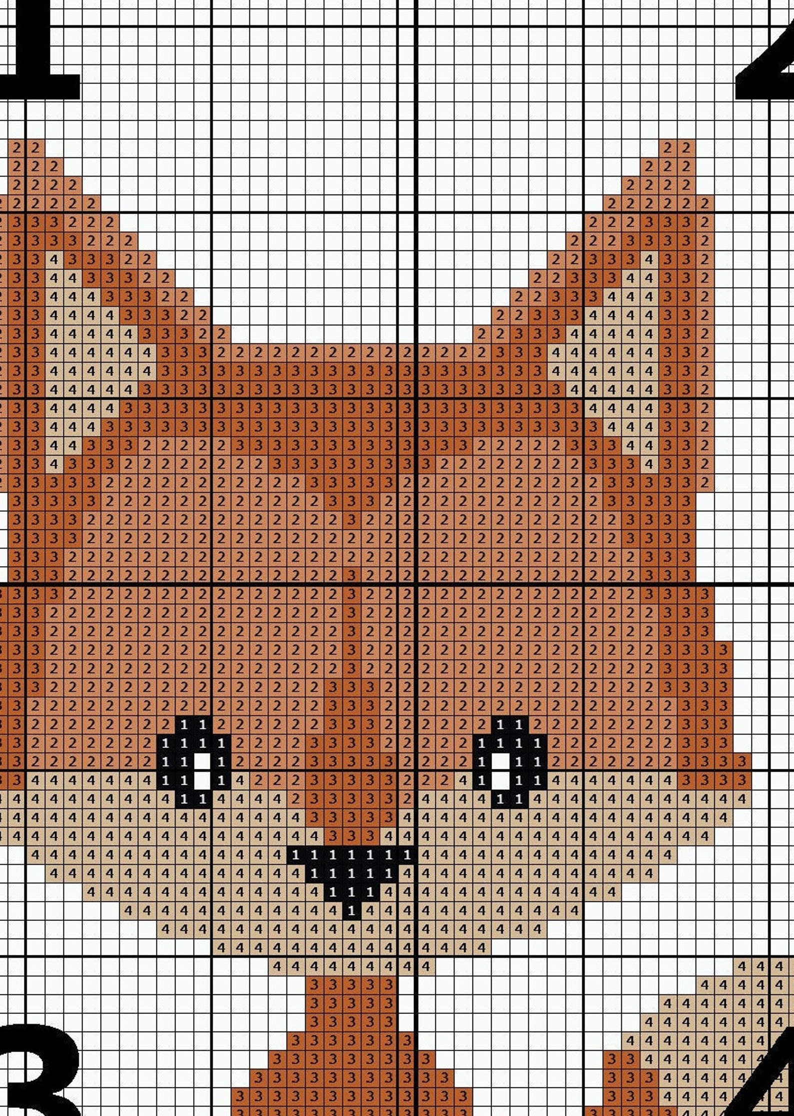 Fox Cross Stitch Pattern Animal Cross Stitch PDF Easy Cross Etsy