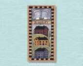 Dollhouse Miniature 1x2 Sign, Simplify Saltbox Houses, Simple Life Wall Art Picture Doll House Decor Room Box Decoration Faux Folk Art