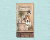 Dollhouse Miniature 1x2 Metal Sign, Everything Grows With Love, Folk Art Prim Country Primitive Doll Picture Home Decor Decoration