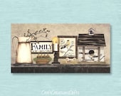 Dollhouse Miniature 1x2 Metal Sign, FAMILY No1 Folk Art Prim Country Primitive Doll House Picture Home Decor Decoration Collectors