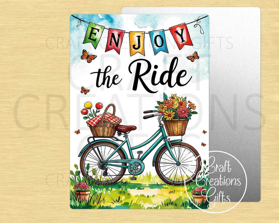 Enjoy The Ride Signage DOLLHOUSE MINIATURE SIGN Enjoy the Ride Bike Bicycle Flower Baskets ...