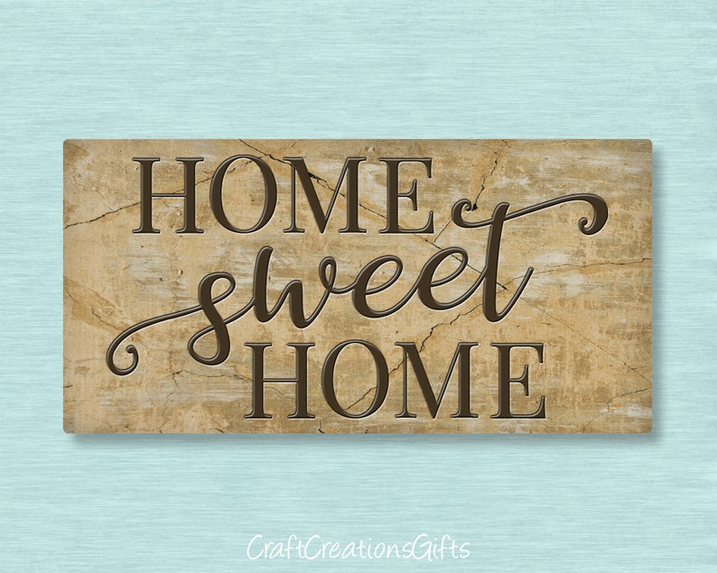 Dollhouse Miniature 1x2 Sign Home Sweet Metal Wall Art