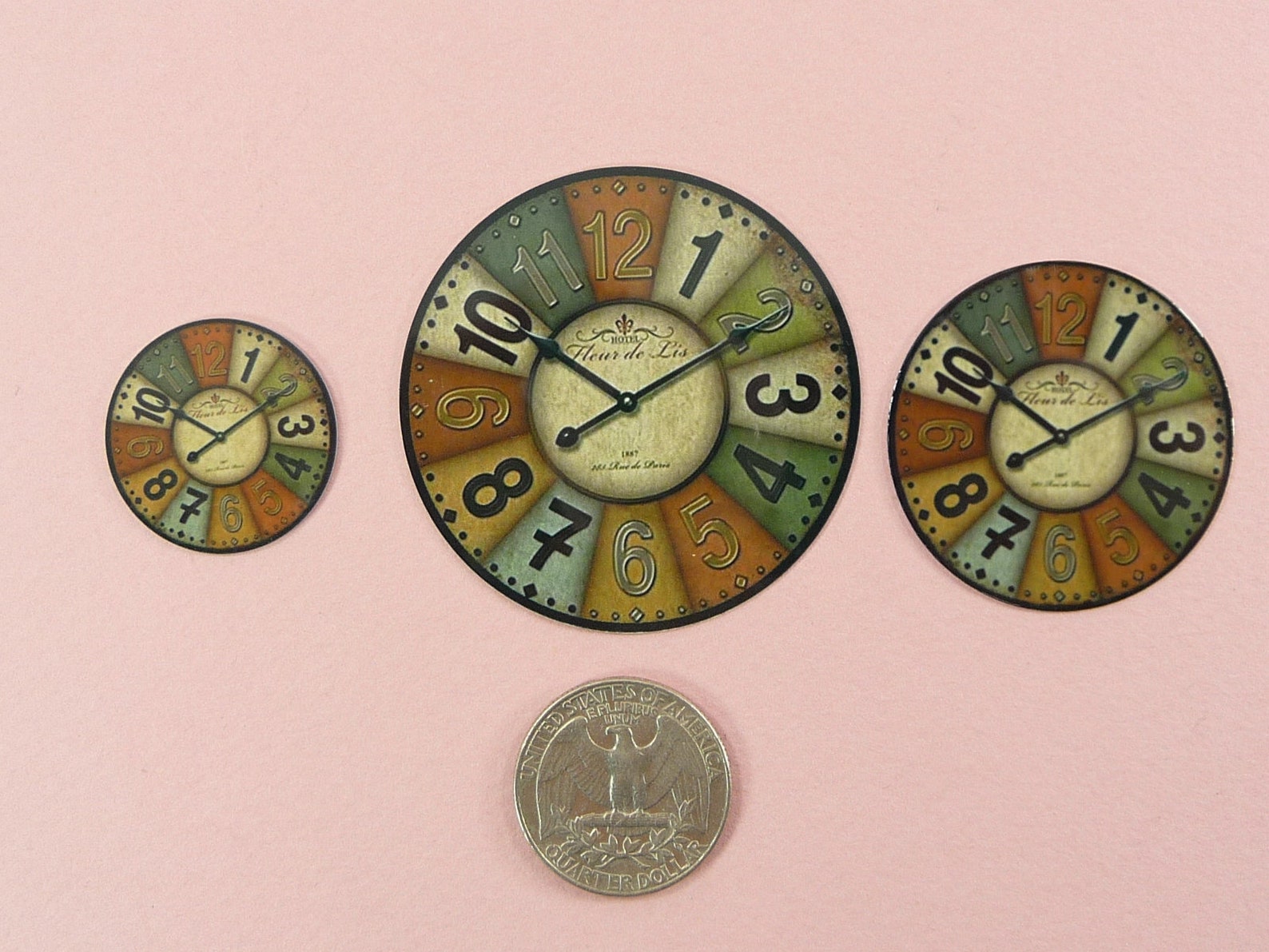 MINIATURE CLOCK Face Metal Dollhouse Decor 3 Sizes Faux Clock Etsy