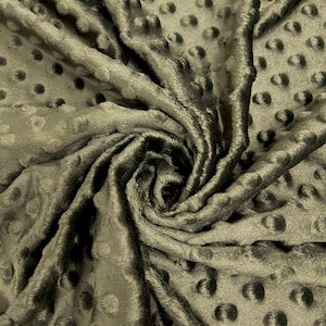 Alison DARK OLIVE Embossed Dimple Dots Soft Velvety Minky Fabric for Blankets, Baby Accessories, Pillows, Stuffed Toys, Costume, Crafts