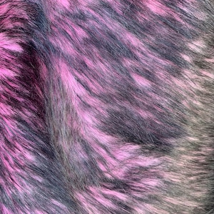 Fiona PINK BLACK Husky Soft Faux Fur Fabric for Home Decor, Costumes, Pillows, Beddings, Throws, Crafts