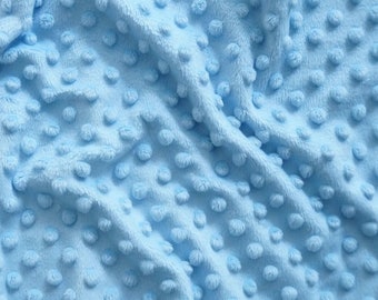 Alison SKY BLUE Embossed Dimple Dots Soft Velvety Minky Fabric for Blankets, Baby Accessories, Pillows, Stuffed Toys, Costume, Crafts
