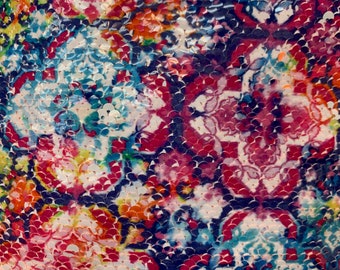 Tela de lentejuelas reversibles Storm FLORAL IRIDESCENT ORANGE cortada a medida para disfraces, decoración del hogar, vestidos y manualidades.