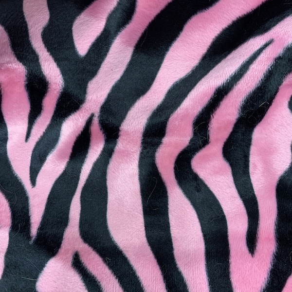 Naomi PINK BLACK Zebra Print Soft Velboa Faux Fur Fabric for Upholstery, Home Decor, Toys, Costumes, Pillows, Beddings, Throws, Crafts
