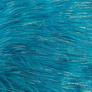 Amy TEAL Tinsel Glitter Shaggy Soft Faux Fur Fabric for Fursuit, Cosplay Costume, Photo Prop, Trim, Throw Pillow, Crafts