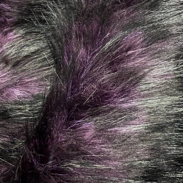 Fiona PLUM BLACK Husky Soft Faux Fur Fabric for Home Decor, Costumes, Pillows, Beddings, Throws, Crafts