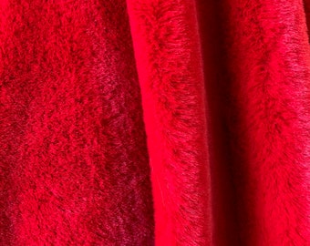Czarina RED Ultra Soft Minky Rabbit Short Pile Faux Fur Fabric for Fursuit, Cosplay Costume, Photo Prop, Trim, Throw Pillow, Crafts