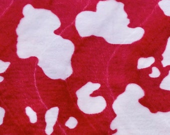 Naomi ROOD WITTE koe print zachte velboa namaakbont stof voor bekleding, woondecoratie, speelgoed, kostuums, kussens, beddengoed, plaids, ambachten