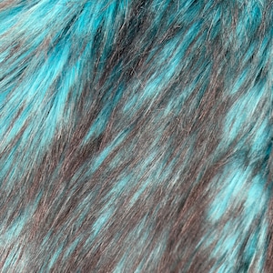 Fiona TEAL BLACK Husky Soft Faux Fur Fabric for Home Decor, Costumes, Pillows, Beddings, Throws, Crafts