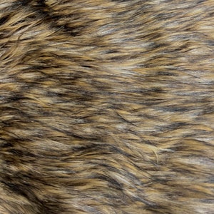 Fiona BEIGE BLACK BROWN-B Husky Soft Faux Fur Fabric for Fursuit, Cosplay Costume, Photo Prop, Trim, Throw Pillow, Crafts