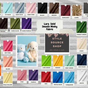 Lara Solid Smooth Minky Fabric for Quilting, Blankets, Baby & Pet Accessories, Pillows, Throws, Clothes, Stuffed Toys, Costume, Crafts
