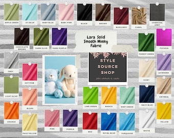 Lara Solid Smooth Minky Fabric for Quilting, Blankets, Baby & Pet Accessories, Pillows, Throws, Clothes, Stuffed Toys, Costume, Crafts